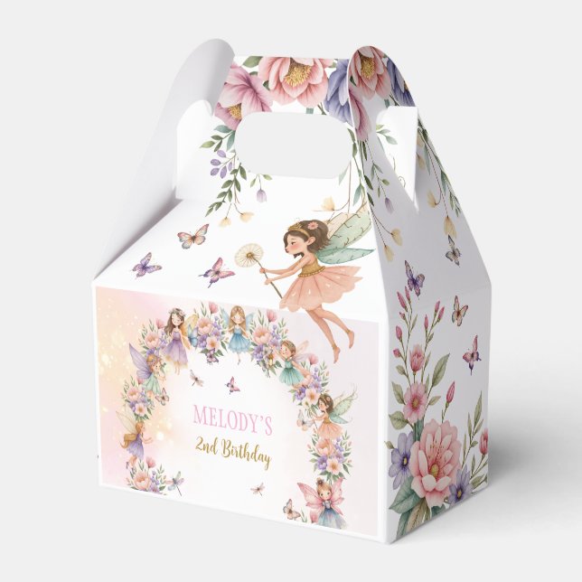 Whimsical fairy garden 2nd birthday favor boxes (Front Side)