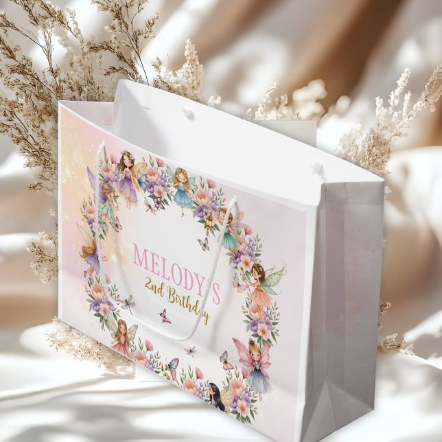 Whimsical fairy garden 2nd birthday  large gift bag (Creator Uploaded)