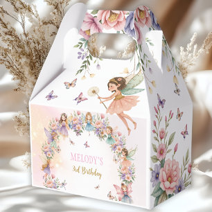 Whimsical fairy garden 3rd birthday favor boxes
