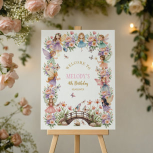 Whimsical fairy garden 4th birthday Welcome Foam Board