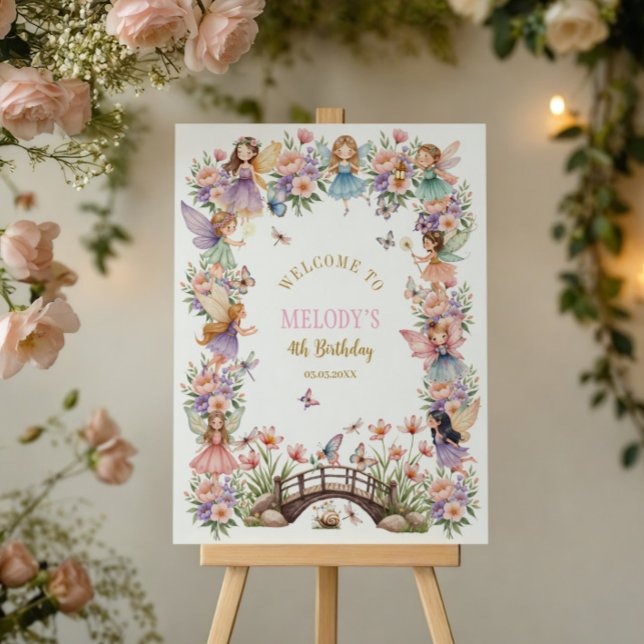Whimsical fairy garden 4th birthday Welcome Foam Board (Creator Uploaded)
