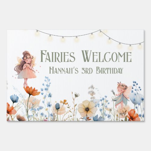 Whimsical Fairy Garden Birthday Welcome Sign