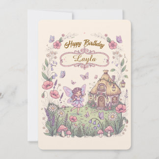 Whimsical Fairy Garden Customized Birthday Card