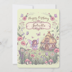 Whimsical Fairy Garden Customized Birthday Card