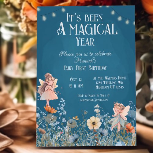 Whimsical Fairy Garden Magic First Birthday Invitation