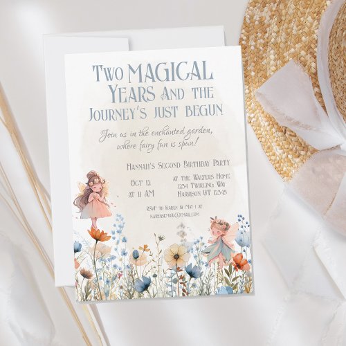 Whimsical Fairy Garden Magic Second Birthday Invitation