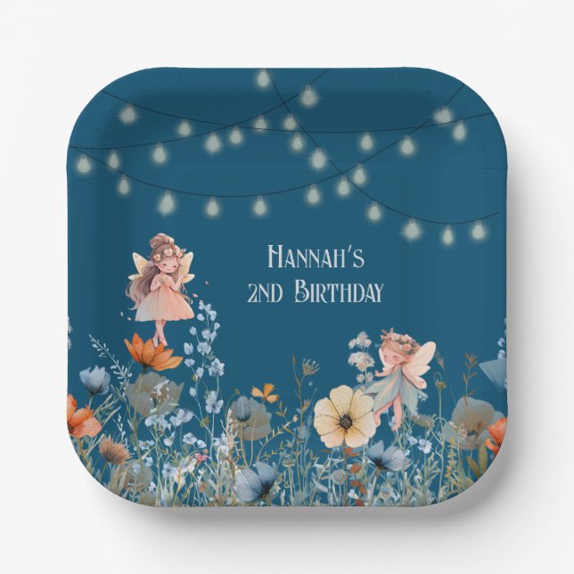 Whimsical Fairy Garden Magic Second Birthday Paper Plates (Front)