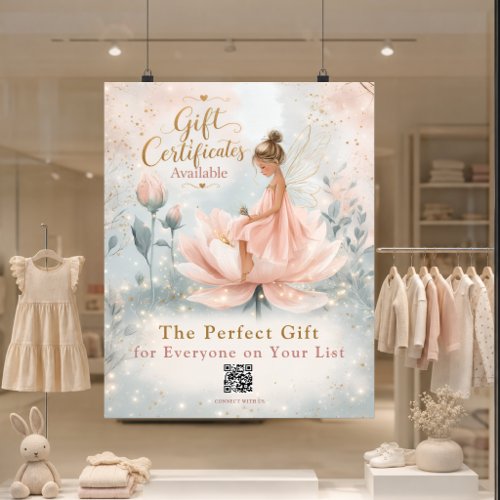 Whimsical Fairy Gift Certificate QR Code Promo  Poster