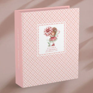 Whimsical Fairy Girl 1st Birthday Blush Pink  3 Ring Binder
