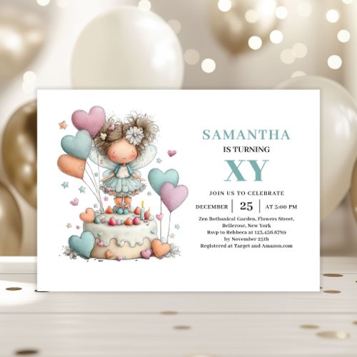 Whimsical Fairy Girl 2nd Birthday Magical Pastel  Invitation