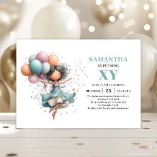 Whimsical Fairy Girl 5th Birthday Pastel Cute Invitation
