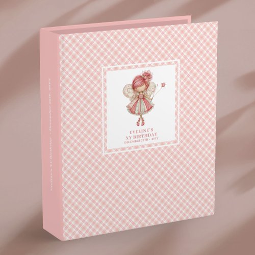 Whimsical Fairy Girl 6th Birthday Blush Floral  3 Ring Binder