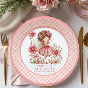 Whimsical Fairy Girl 6th Birthday Blush Floral Paper Plates