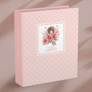Whimsical Fairy Girl 6th Birthday Floral Pink  3 Ring Binder