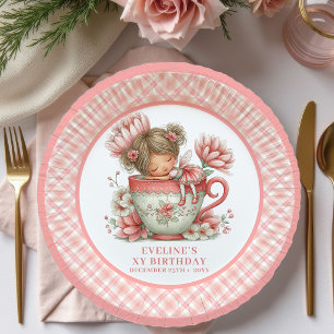 Whimsical Fairy Girl 6th Birthday Floral Pink Paper Plates