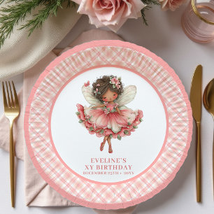 Whimsical Fairy Girl Birthday Blush Pink paper Plates