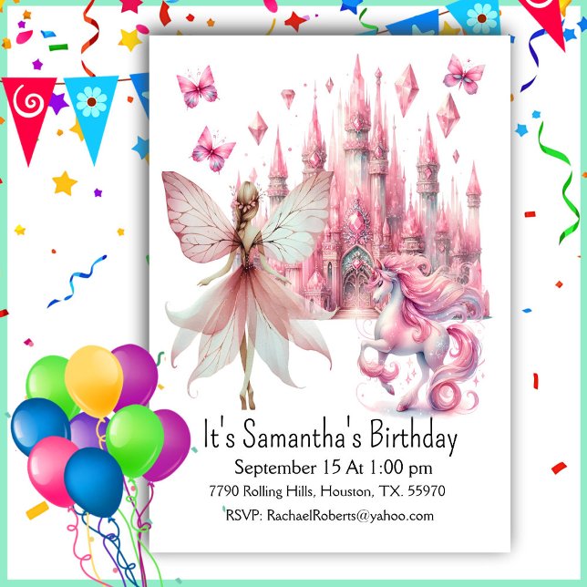 Whimsical Fairy Girl Birthday  Invitation (Creator Uploaded)