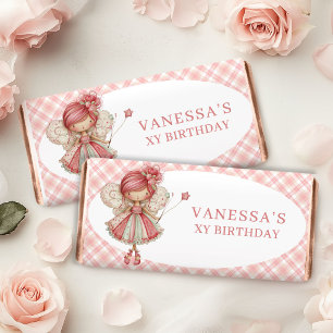 Whimsical Fairy Girl Pink Floral Birthday Hershey  Bar Favors