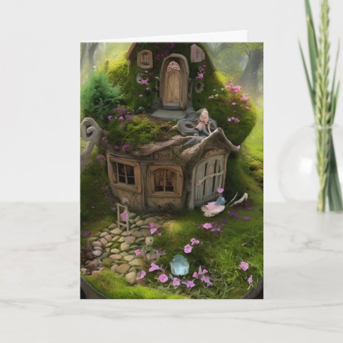 Whimsical Fairy House And Garden Card