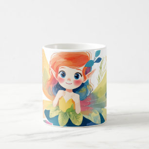 Whimsical Fairy in Blooming Flower Garden Coffee Mug