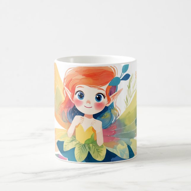 Whimsical Fairy in Blooming Flower Garden Coffee Mug (Center)