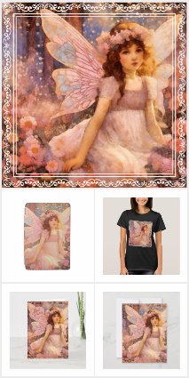 Whimsical Fairy in Dreamy Pink Floral Garden