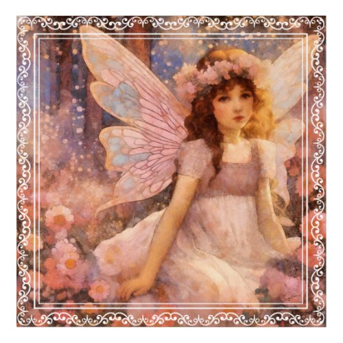 Whimsical Fairy in Dreamy Pink Floral Garden
