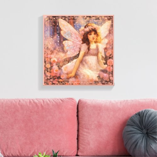 Whimsical Fairy in Dreamy Pink Floral Garden