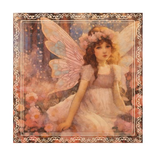 Whimsical Fairy in Dreamy Pink Floral Garden
