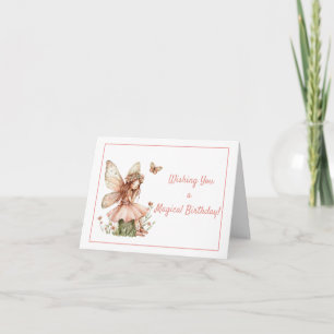 Whimsical Fairy in Pink Birthday Card