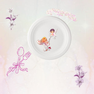 Whimsical Fairy Magical 4th Birthday paper plates 