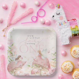 Whimsical Fairy Mushroom Birthday Blossom Paper Plates