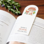Whimsical Fairy Mushroom House Bookmarks<br><div class="desc">Whimsical fairy mushroom house with round doors and windows,  Chinese lantern plant for a porch light,  tiny windmill on a roof,  and even a pantry inside a smaller mushroom. Customizable text.</div>