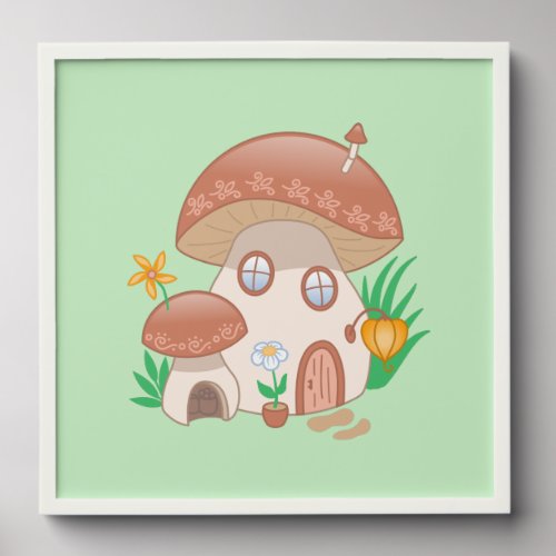 Whimsical Fairy Mushroom House Green Peel And Stick Photo Tile