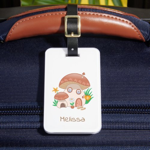 Whimsical Fairy Mushroom House Luggage Tag