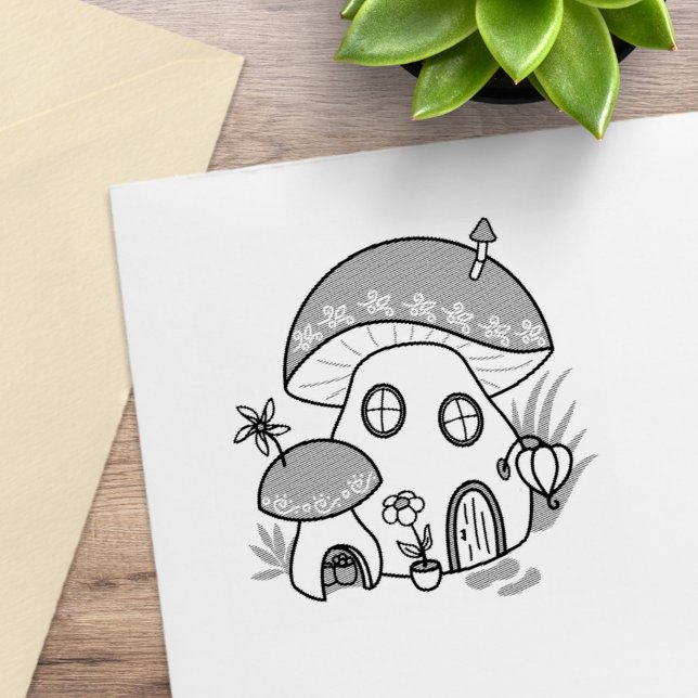Whimsical Fairy Mushroom House Rubber Stamp (Creator Uploaded)
