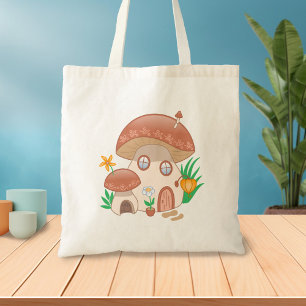 Whimsical Fairy Mushroom House Tote Bag