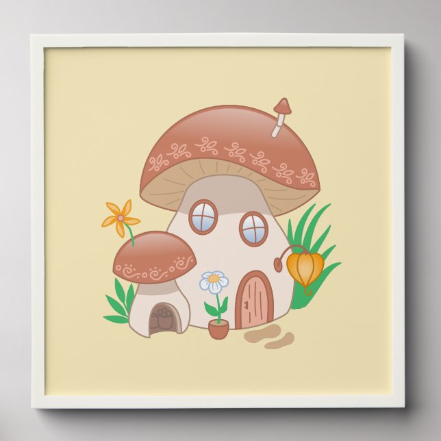 Whimsical Fairy Mushroom House Yellow Peel And Stick Photo Tile (Front Set)