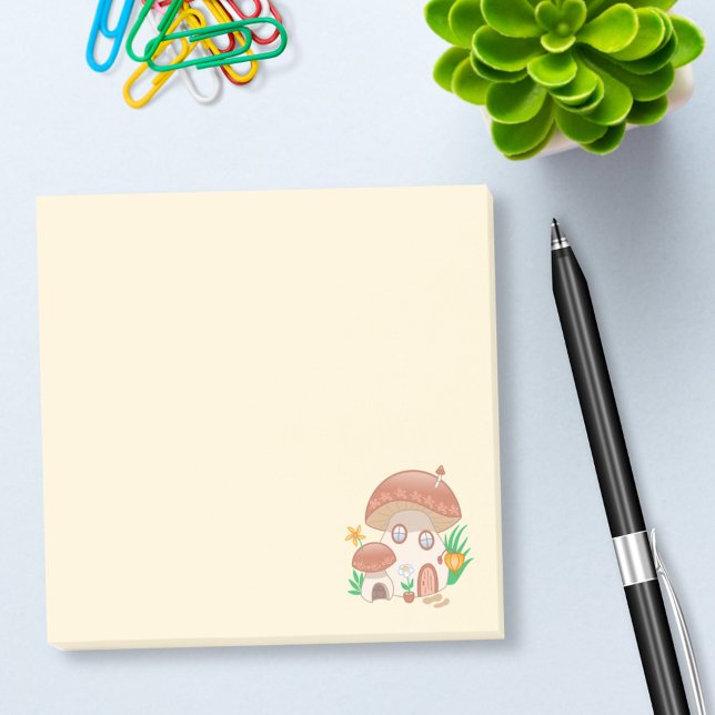 Whimsical Fairy Mushroom House Yellow Post-it Notes (Creator Uploaded)