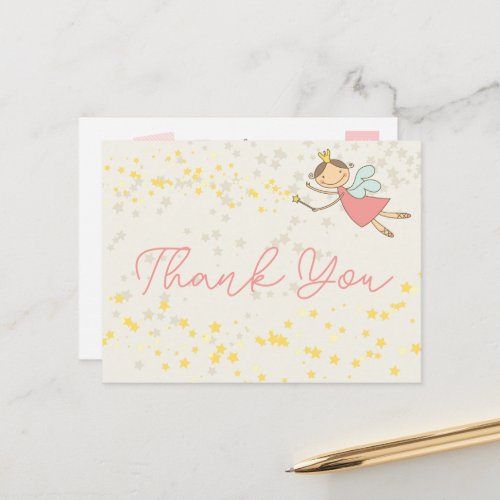 Whimsical Fairy Princess Girl Birthday Thank You Postcard