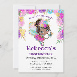 Whimsical Fairy Princess Magical First Birthday Invitation