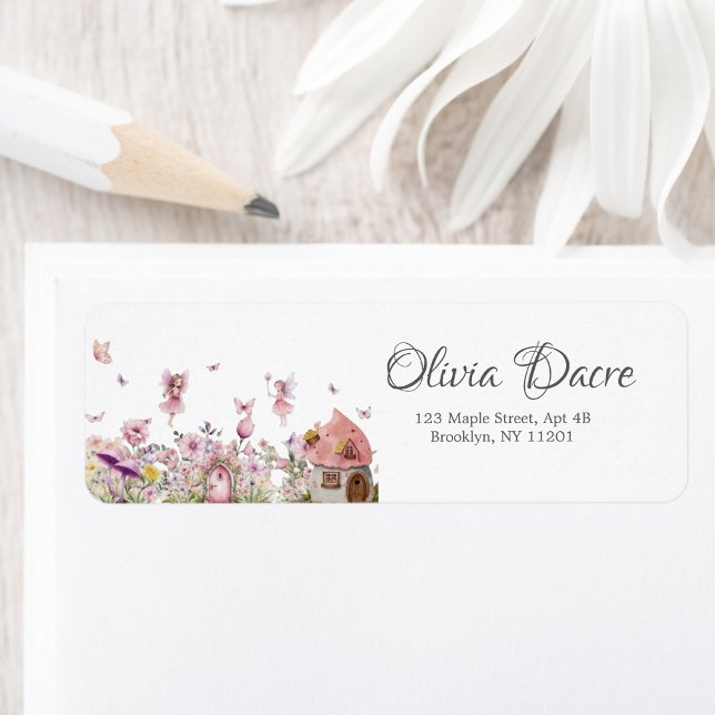 Whimsical Fairy Return Address Label Baby Shower  (Creator Uploaded)