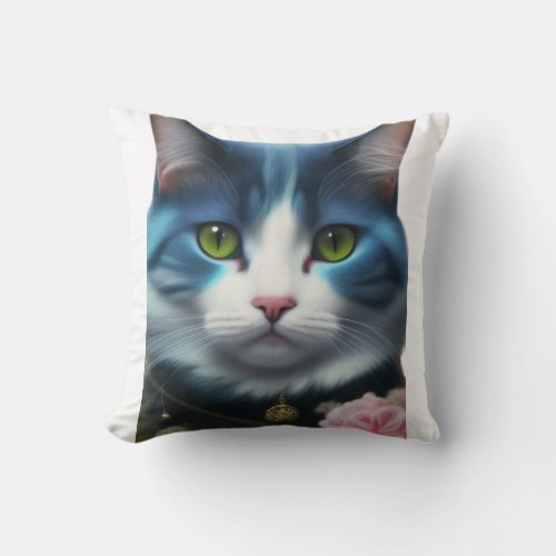 Whimsical Fairy Tale Cat Face Pillow for a Magical