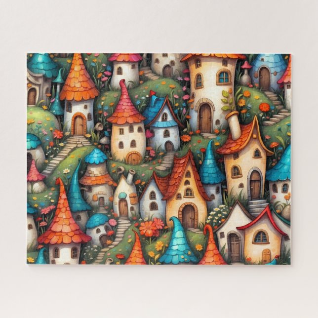 Whimsical Fairy Tale Houses Pattern Jigsaw Puzzle (Horizontal)