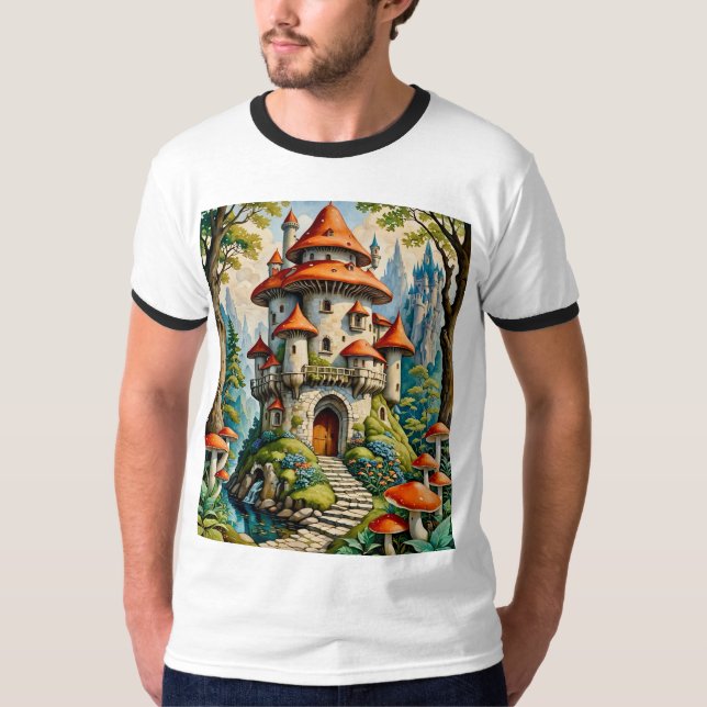 Whimsical Fairy Tale Mushroom Castle Shirt (Front)