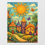 Whimsical Fairy Tale Village Colorful Canvas Art Floor Decals<br><div class="desc">Add a touch of magic to your child's nursery with this vibrant and whimsical fairy tale village canvas. Featuring bright sun,  colorful houses,  and fluttering butterflies,  this unique artwork is designed to spark imagination and joy. High-quality print on stretched canvas,  perfect for modern kids' rooms and play areas.</div>