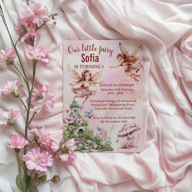 Whimsical Fairy-Themed 1st Birthday Invitation (Creator Uploaded)