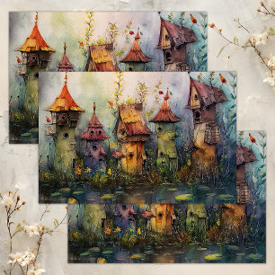 WHIMSICAL FAIRY VILLAGE DECOUPAGE TISSUE PAPER
