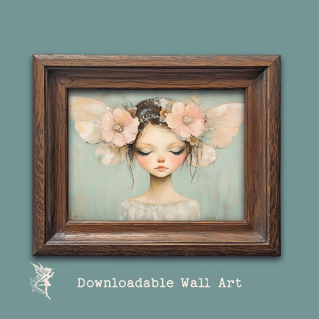 Whimsical Fairy with Pastel Floral Butterfly Wings Poster (Creator Uploaded)