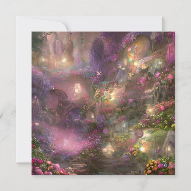Whimsical Fairyland Background Note Card (Front)